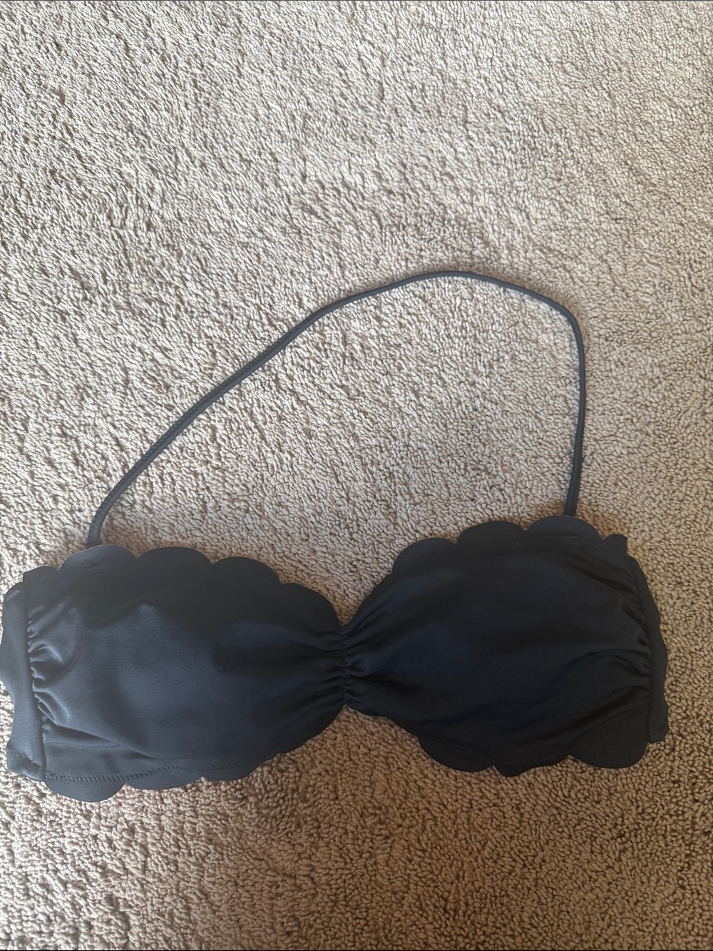 PINK Two-Tone Scalloped Bandeau Bikini Top — Pink & Black